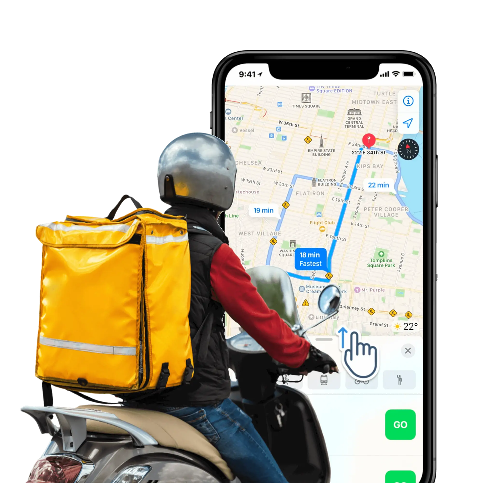 Delivery driver following gps maps on iPhone